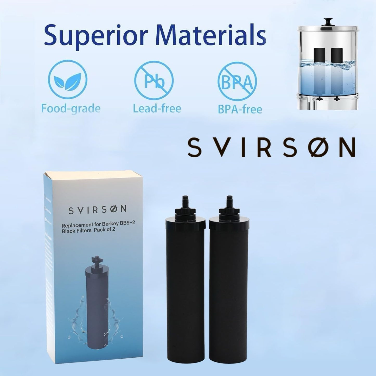 Water Filter Replacement for BB9-2® Black Carbon Filters – Pack of 2 | SVIRSON®