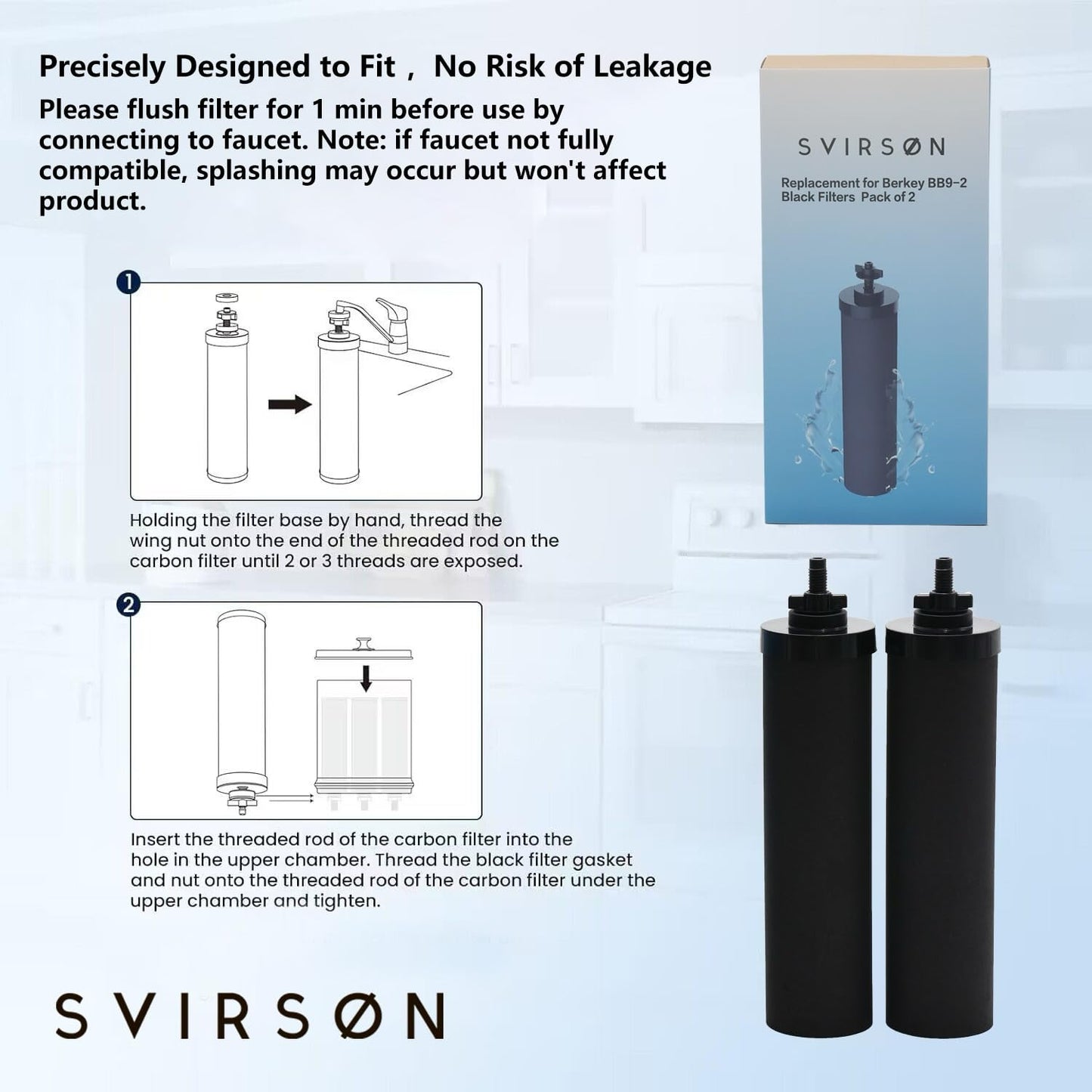 Water Filter Replacement for BB9-2® Black Carbon Filters – Pack of 4 | SVIRSON®