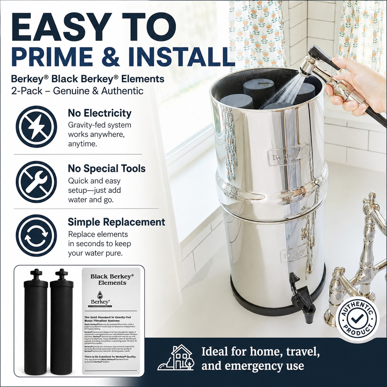 Genuine Black Berkey® Elements 2 Pack Replacement Filters for Gravity Systems