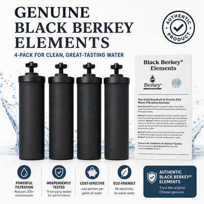 Genuine Black Berkey® Elements 4 Pack Replacement Filters for Gravity Systems