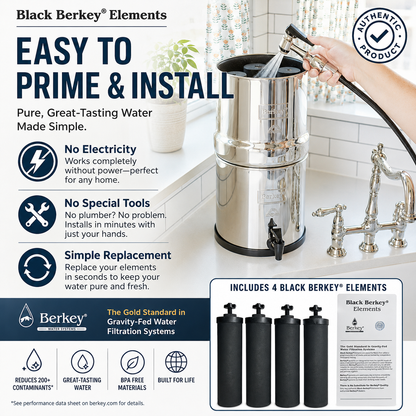 Genuine Black Berkey® Elements 4 Pack Replacement Filters for Gravity Systems